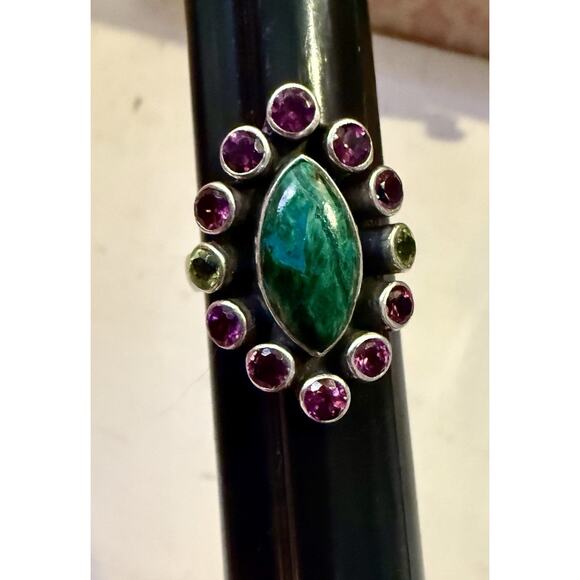Nicky Butler Jewelry - NICKY BUTLER NB Ring Size 6.75 925 Malachite Peridot Purple Stone India